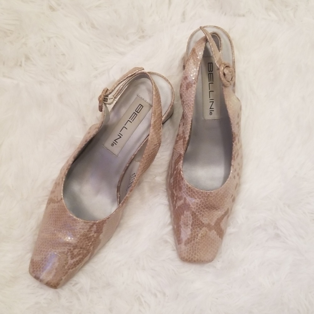 Bellini Nude/Tan Snakeskin Slingback Heels